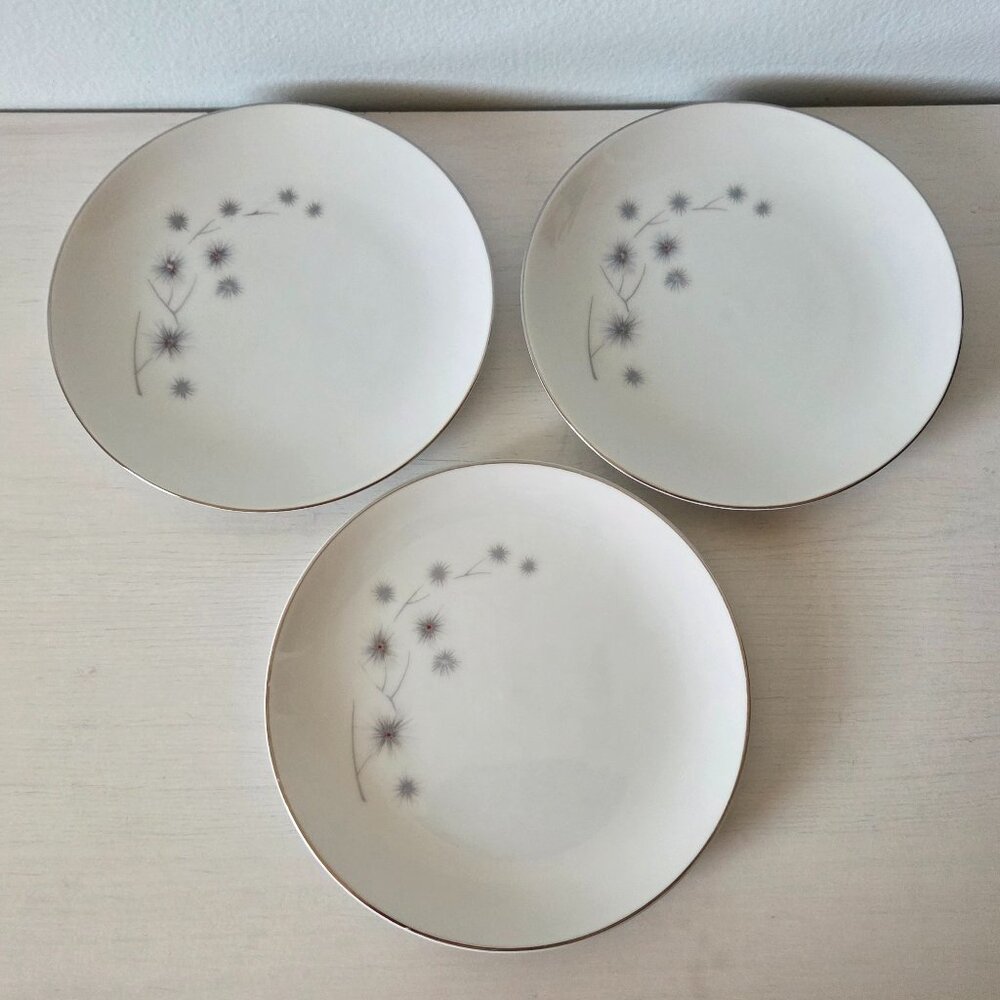 Set of 3 Vintage Platinum Star Burst by Creative Bread & Butter Plates